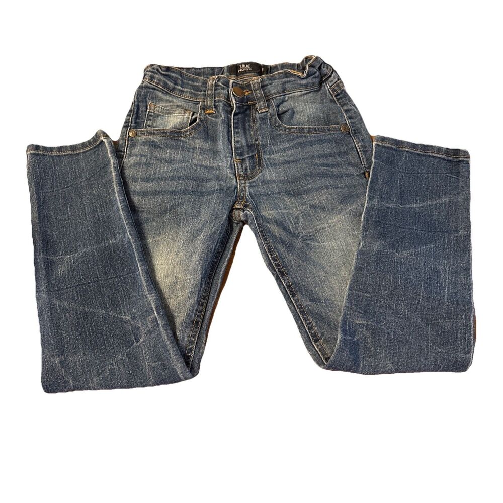 True Indigo Boy's Size 8 Blue Medium Wash Denim Slim Jeans Adjustable Waist